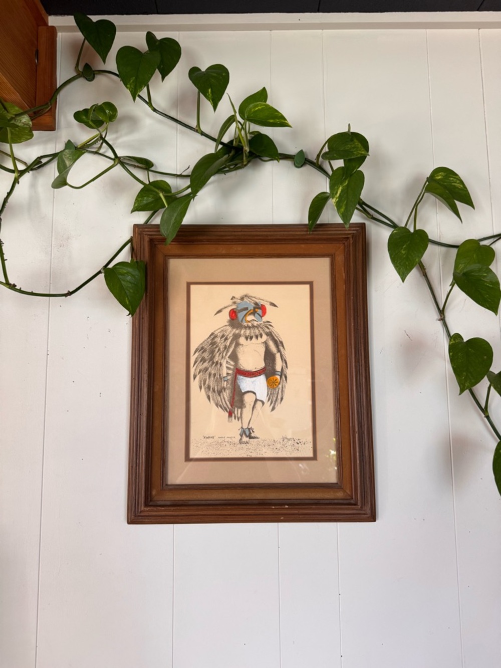 Vintage Eagle Dancer Lithograph in Wooden frame